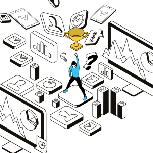 Confused Carmen raising her hand in triumph