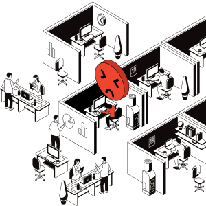 Leads Louise sitting with her forehead on her desk