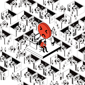 Rogue Randy sitting in a chair with his hand on his head